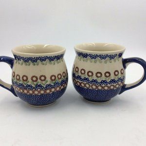 2  Boleslawiec Bubble Mugs stoneware Pottery